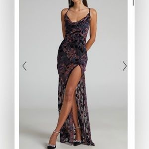 Showpo Aletta Maxi Dress Cowl Cross Back - Floral Evening Dress. Size 2